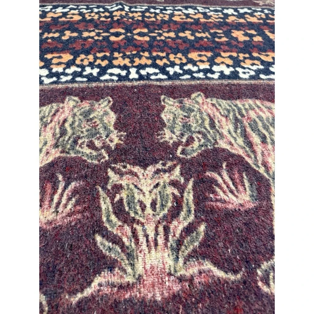 Vintage Artesania Textil Peru Tiger Blanket Full Throw Reversible 61